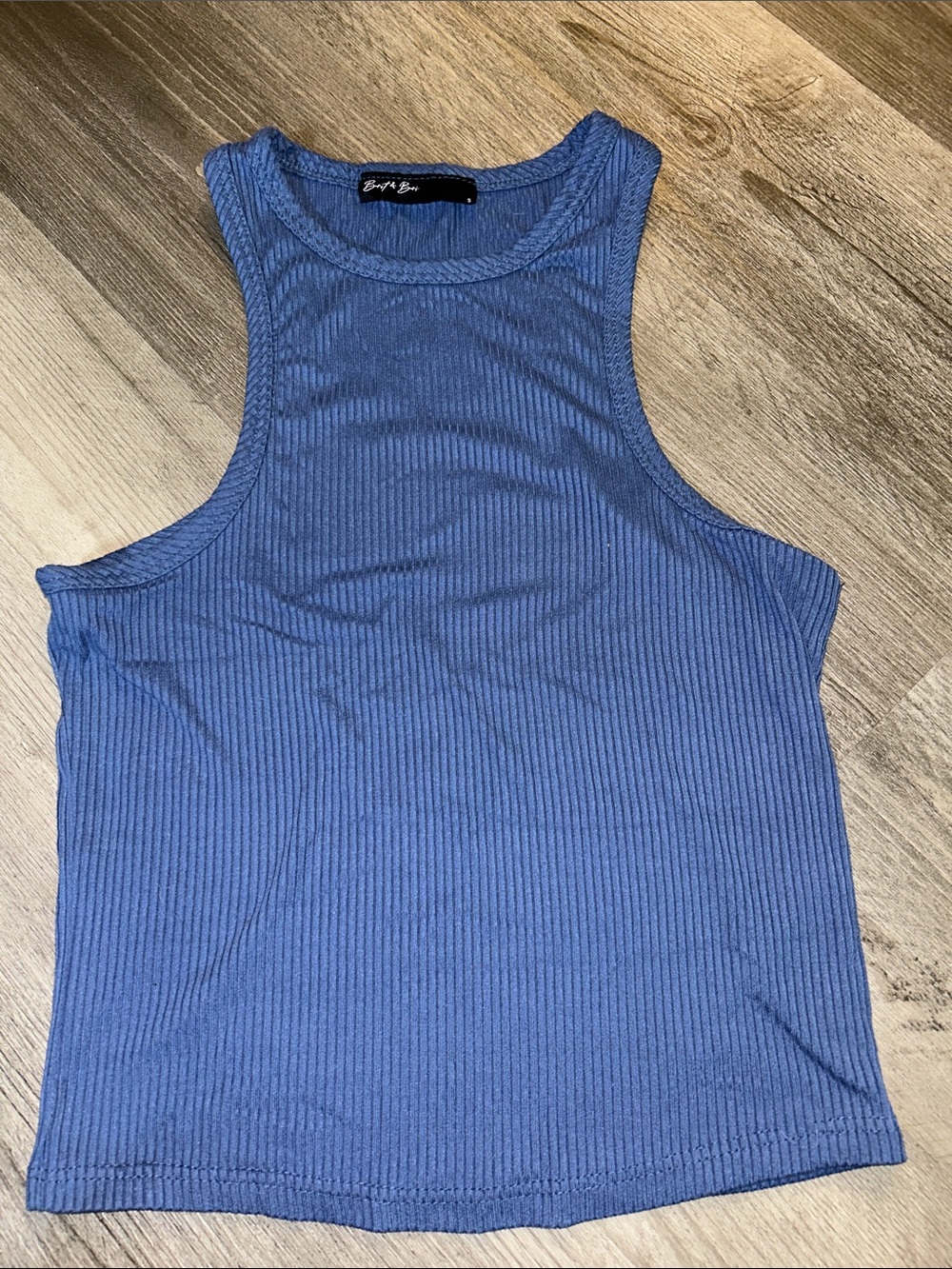 Blue Ribbed Tank Top